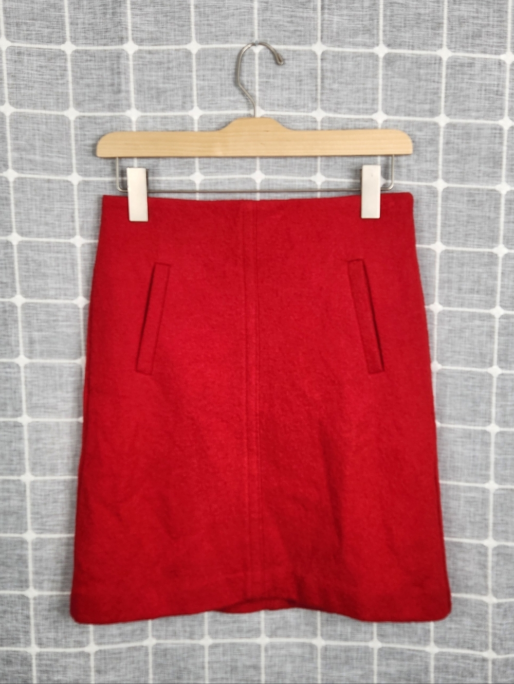 Ann Taylor Wool Blend Red A-Line Wool Skirt